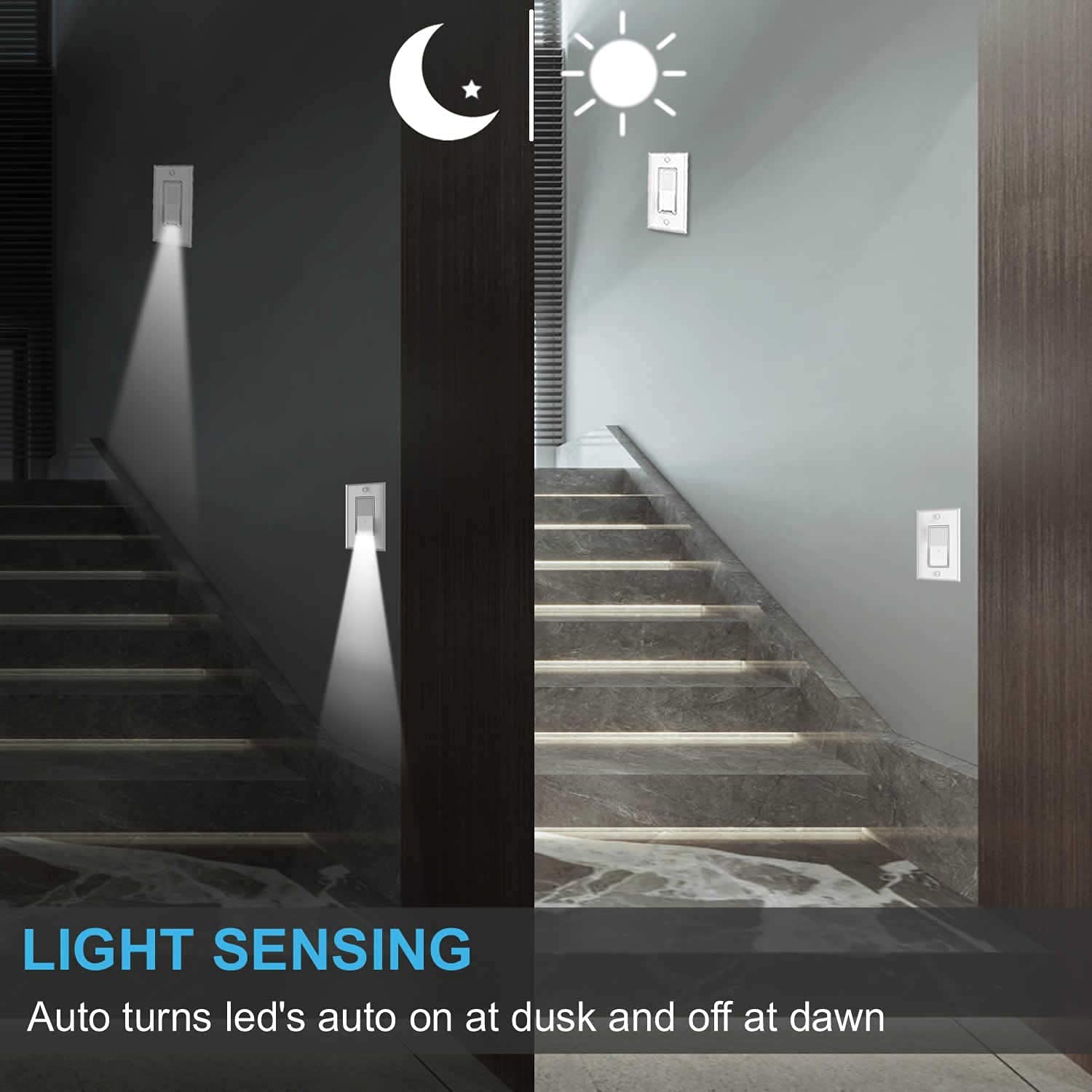 White 10 Pack SOZULAMP 3 Way Wall Light Switch with LED Night Light 15Amp 120/277Volt Rocker White Switch, Automatic On/Off Sensor